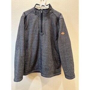 Orvis Sweater Mens XL Black Sherpa Lined 1/4 Zip Mock Neck Pullover Knit